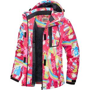 Women's Digital Printing-04 Waterproof Ski Jacket, Warm Windproof Coat